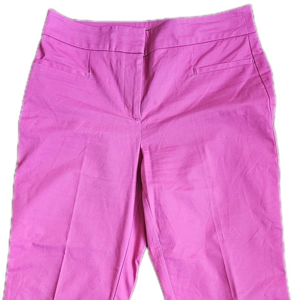 Ann Taylor Factory Womens 4 Fuchsia Pink Cotton Stretch Straight Leg Dress Pants - Picture 6 of 11